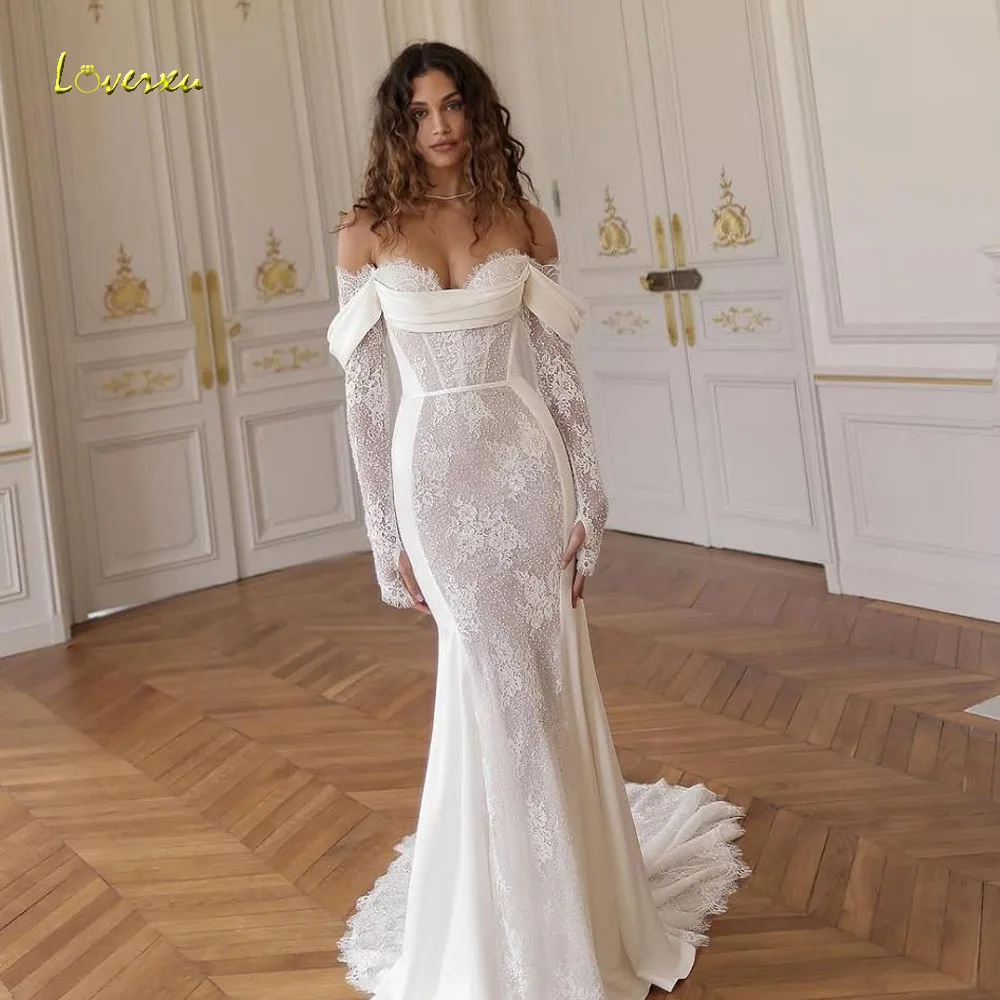 Loverxu Русалка Сексуальные свадебные платья для женщин с открытыми плечами Vestido De Novia Кружевная вышивка Классическое свадебное платье на заказ
Loverxu Русалка Сексуальные свадебные платья для женщин с открытыми плечами Vestido De Novia Кружевная вышивка Классическое свадебное платье на заказ