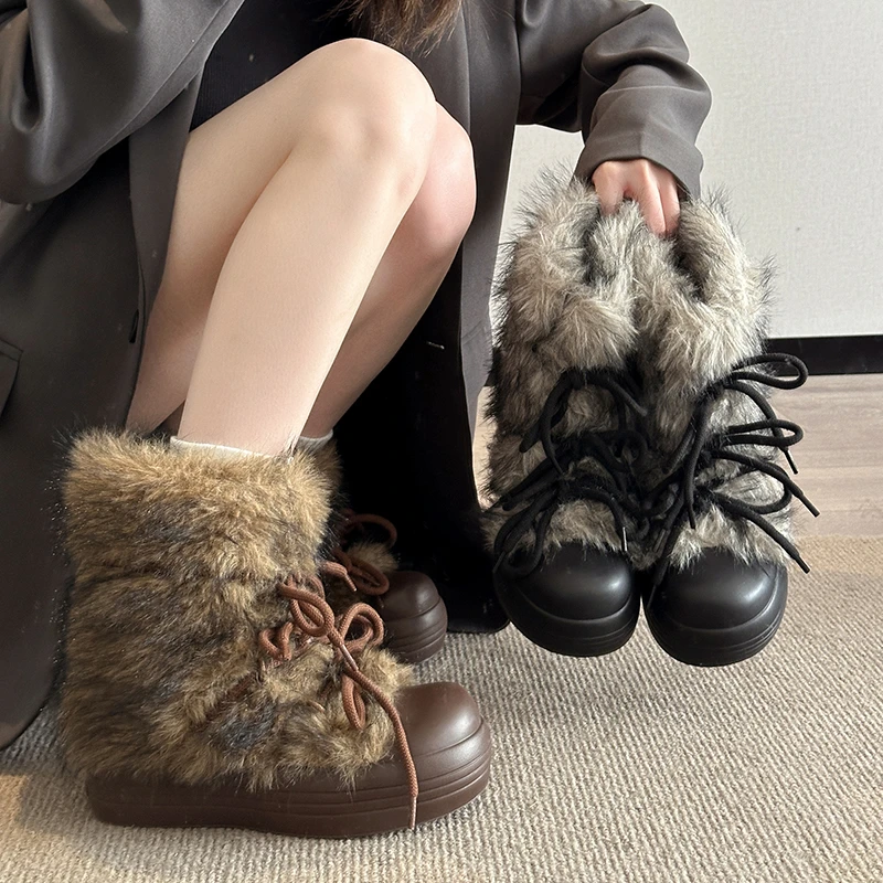 High Fluffy Snow Boots Women's Winter 2025 New Fleece Thickened Outdoor Big Head Platform Cotton Shoes
High Fluffy Snow Boots Women's Winter 2025 New Fleece Thickened Outdoor Big Head Platform Cotton Shoes