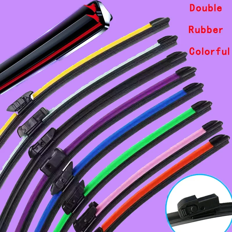 Colorful Side Mounting Car Windshield Wiper blades Universal Soft Double layer Rubber Frameless Bracketless 16" 19" 20 22 24"26"
Colorful Side Mounting Car Windshield Wiper blades Universal Soft Double layer Rubber Frameless Bracketless 16" 19" 20 22 24"26"