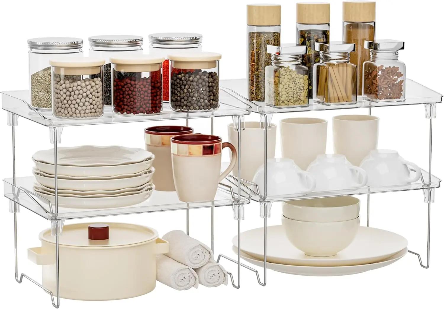 Штабелируемая акриловая полка, 4 шт., прозрачный пластиковый органайзер для кухни, ванной комнаты, стола, кладовой
Штабелируемая акриловая полка, 4 шт., прозрачный пластиковый органайзер для кухни, ванной комнаты, стола, кладовой