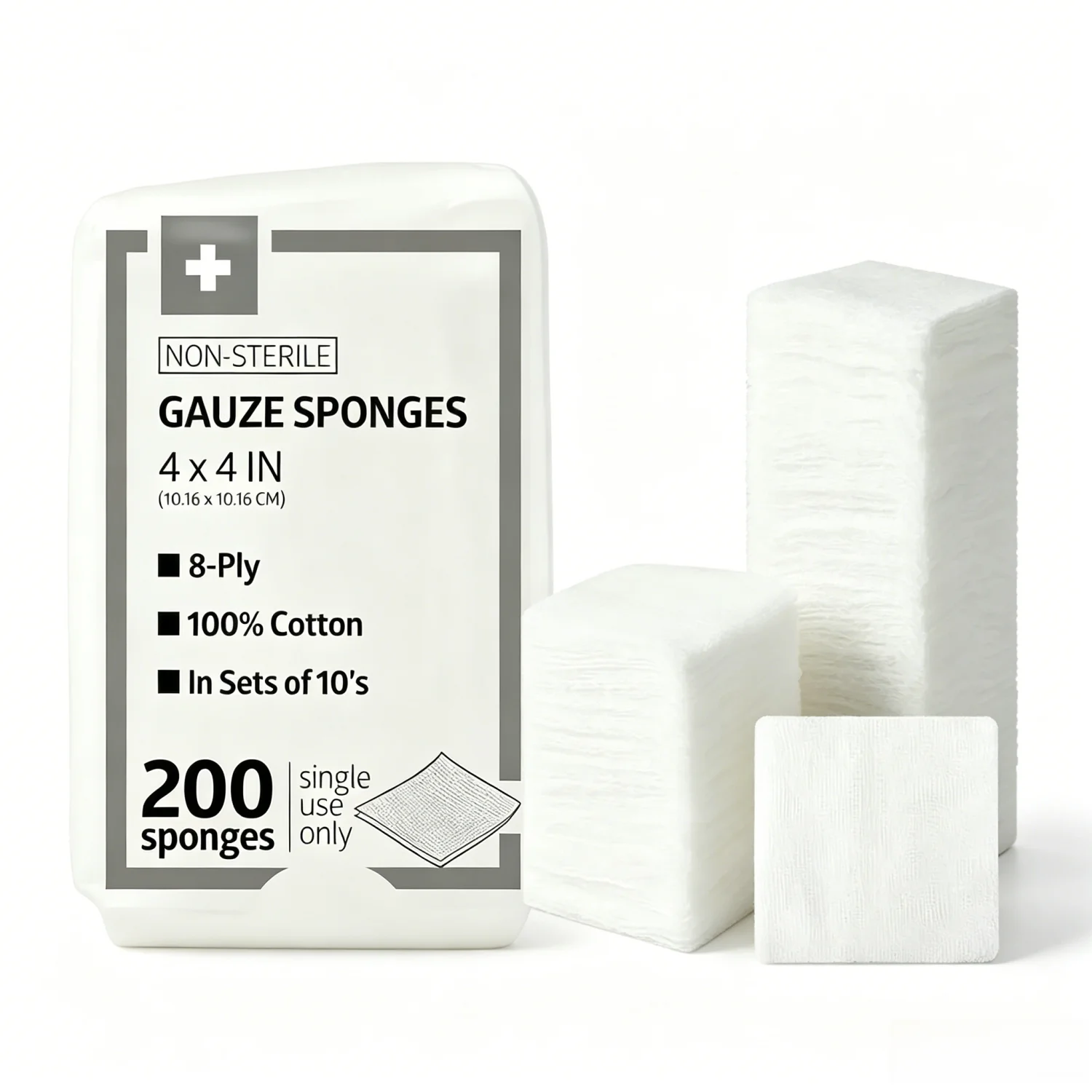 200Pcs Sterile Cotton Gauze Sponges 4x4 Inch 8-Ply Absorbent Wound Dressing First Aid Medical Bulk Emergency Surgical Pack Care
200Pcs Sterile Cotton Gauze Sponges 4x4 Inch 8-Ply Absorbent Wound Dressing First Aid Medical Bulk Emergency Surgical Pack Care