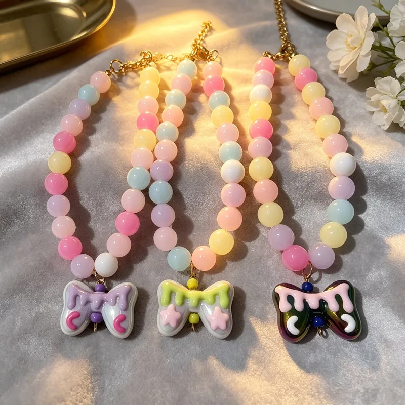 Cute Y2K Style Bow Charm Pet Beaded Collar Sweet Rainbow Beads Necklace for Puppy Kitten Photo Prop Accessories
Cute Y2K Style Bow Charm Pet Beaded Collar Sweet Rainbow Beads Necklace for Puppy Kitten Photo Prop Accessories