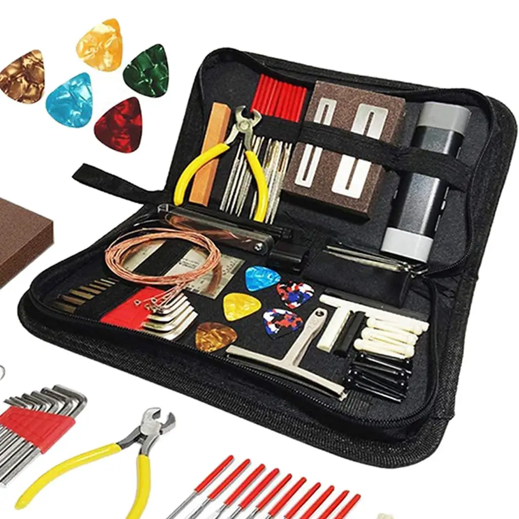 Guitar Repair Tool Kit with String Cleaner Picks Winder Ruler for Electric Acoustic Guitar Luthier Maintenance Accessories
Guitar Repair Tool Kit with String Cleaner Picks Winder Ruler for Electric Acoustic Guitar Luthier Maintenance Accessories