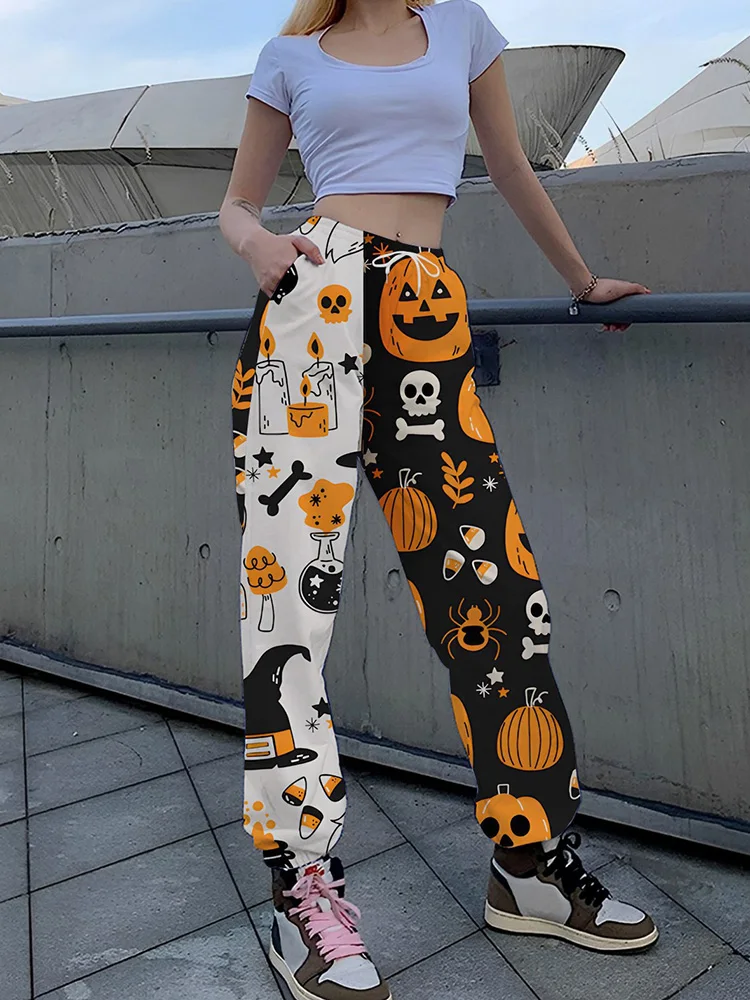 Women Halloween Printed Loungewear Trousers, Spring Autumn Loose Pocket Ladies Pencil Pants, Drawstring Elastic Waist Streetwear
Women Halloween Printed Loungewear Trousers, Spring Autumn Loose Pocket Ladies Pencil Pants, Drawstring Elastic Waist Streetwear