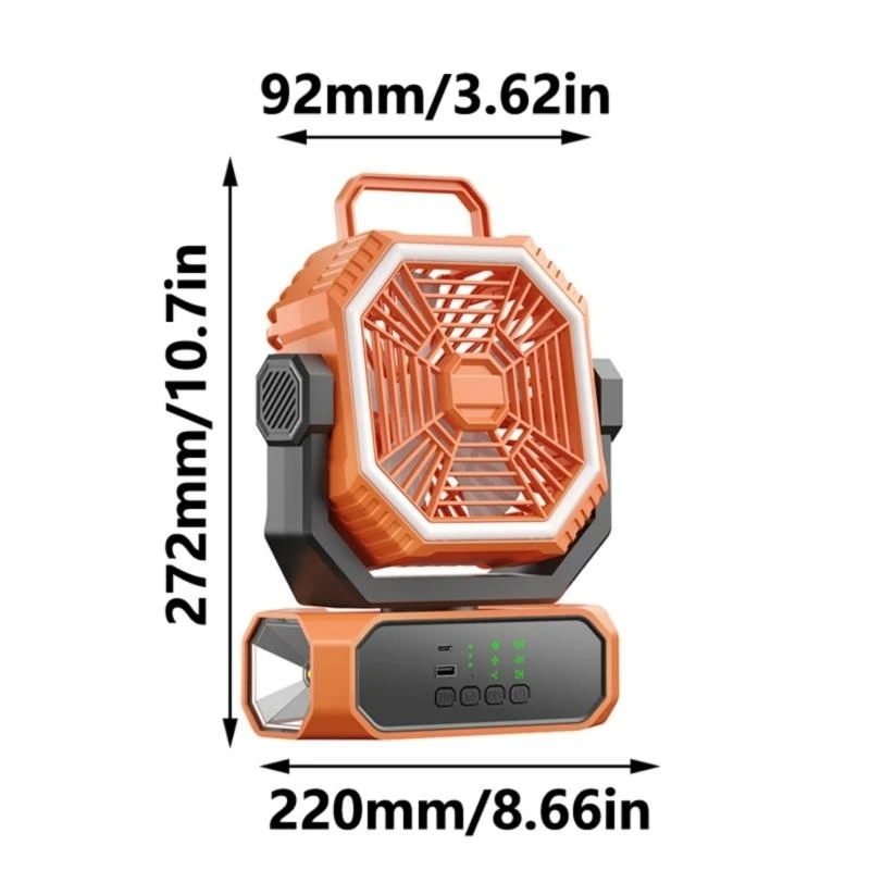 Rechargeable Camping Fan with LED Lighting and Remote for Outdoor Activity
Rechargeable Camping Fan with LED Lighting and Remote for Outdoor Activity