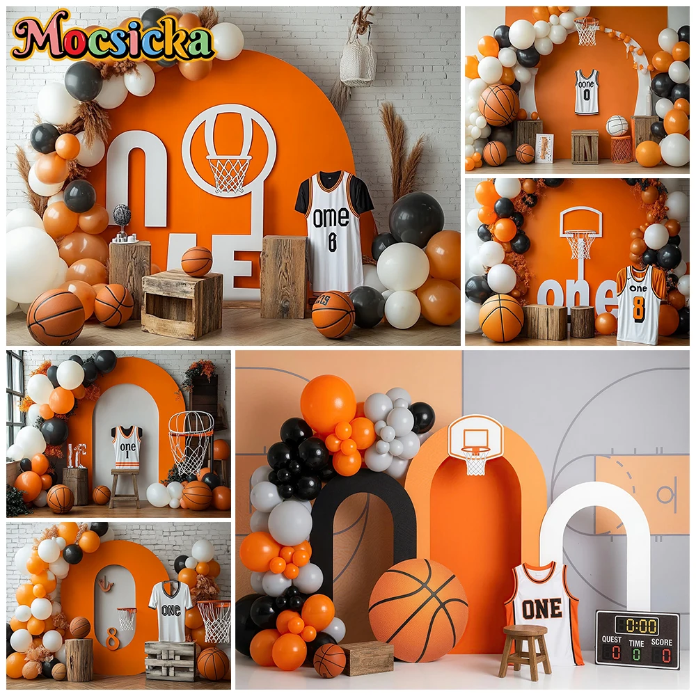 Mocsicka Basketball One 1st Birthday Photography Backdrop Orange Balloon Arch Photo Background Kid Boy Sports Party Studio Props
Mocsicka Basketball One 1st Birthday Photography Backdrop Orange Balloon Arch Photo Background Kid Boy Sports Party Studio Props