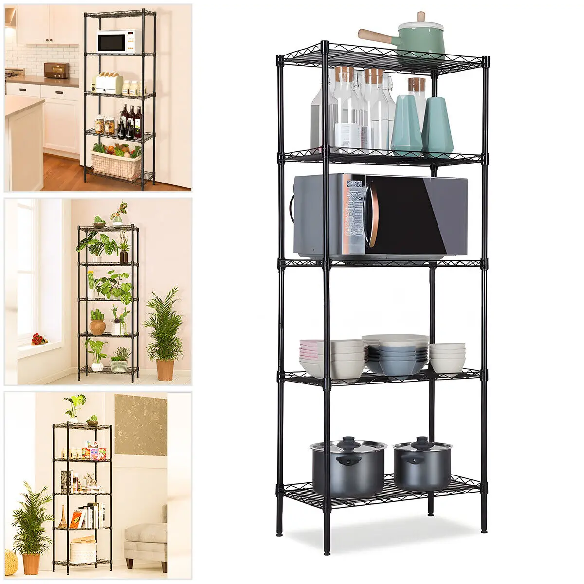Black 5-Tier Layer Shelf Adjustable Wire Metal Shelving Rack High Quality Garage
Black 5-Tier Layer Shelf Adjustable Wire Metal Shelving Rack High Quality Garage