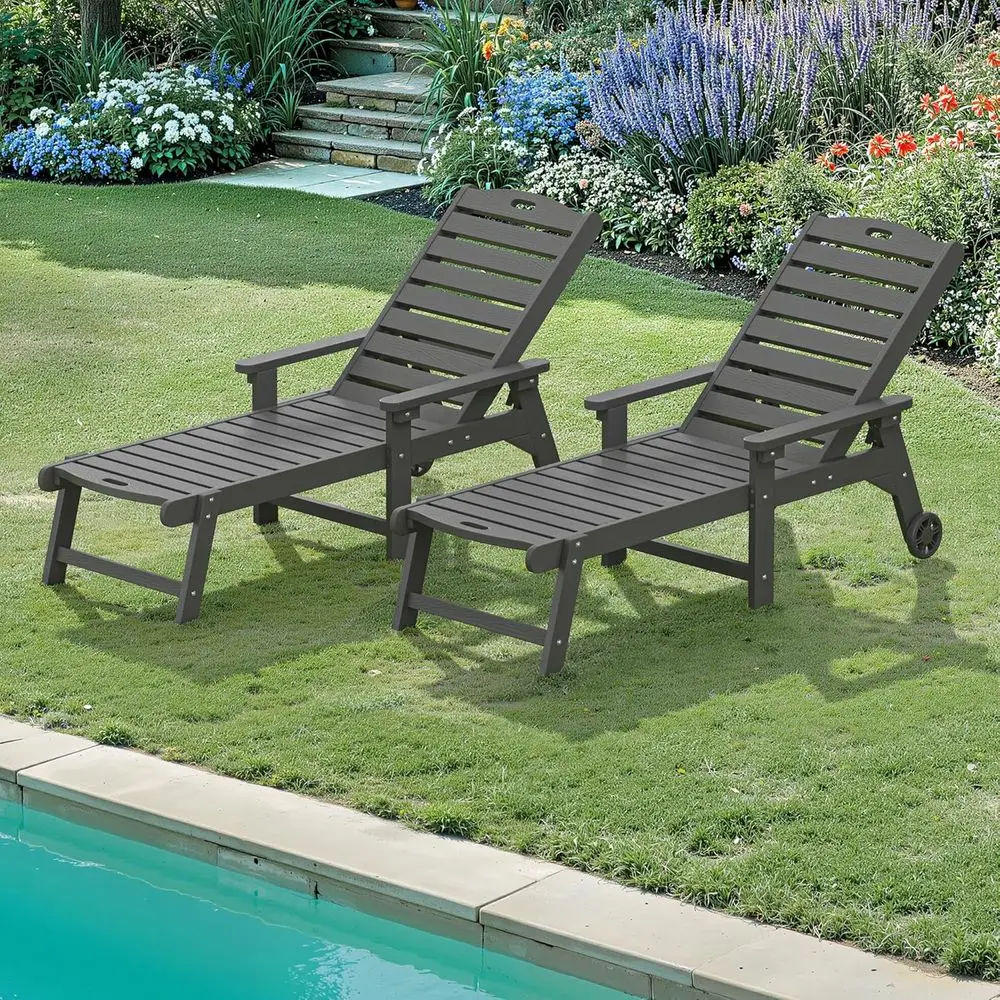 2-Piece Outdoor Lounge Set with Adjustable Chaise Lounge Chairs, 5-Position Recline, Gray
2-Piece Outdoor Lounge Set with Adjustable Chaise Lounge Chairs, 5-Position Recline, Gray