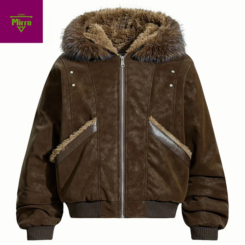 Men's Winter Suede Jackets Fur Collar Plush Warm Parkas Coats Vintage Padded Jackets Casual Loose Hooded Jackets Outwear
Men's Winter Suede Jackets Fur Collar Plush Warm Parkas Coats Vintage Padded Jackets Casual Loose Hooded Jackets Outwear