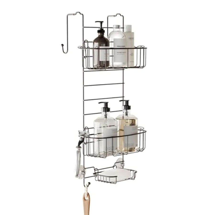 Shower Caddy Hanging Over the Shower Door Organizer, Rack with 2 Shelves and Built in Hooks, Bathroom Organizer Shelf for Insid
Shower Caddy Hanging Over the Shower Door Organizer, Rack with 2 Shelves and Built in Hooks, Bathroom Organizer Shelf for Insid