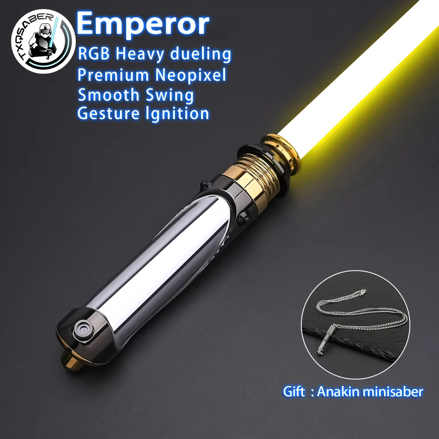 TXQSABER Emperor Lightsaber RGB SNV4 Proffie2.2 Light Sword Neo Pixel Smooth Swing Laser SD card customized Cosplay Gift Toys
TXQSABER Emperor Lightsaber RGB SNV4 Proffie2.2 Light Sword Neo Pixel Smooth Swing Laser SD card customized Cosplay Gift Toys