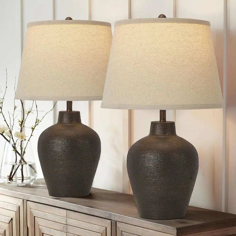 Rustic 2-Piece Table Lamp Set for Bedroom, Living Room, End Tables, Brown Terracotta Nightstand, 21 Tall Resin, Bulbs Included
Rustic 2-Piece Table Lamp Set for Bedroom, Living Room, End Tables, Brown Terracotta Nightstand, 21 Tall Resin, Bulbs Included