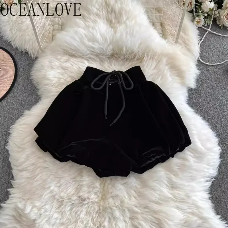 OCEANLOVE Velvet Shorts Mujer Solid Black Autumn Winter Sweet Women Pants Korean Fashion Vintage High Waist Pantalones Cortos
OCEANLOVE Velvet Shorts Mujer Solid Black Autumn Winter Sweet Women Pants Korean Fashion Vintage High Waist Pantalones Cortos