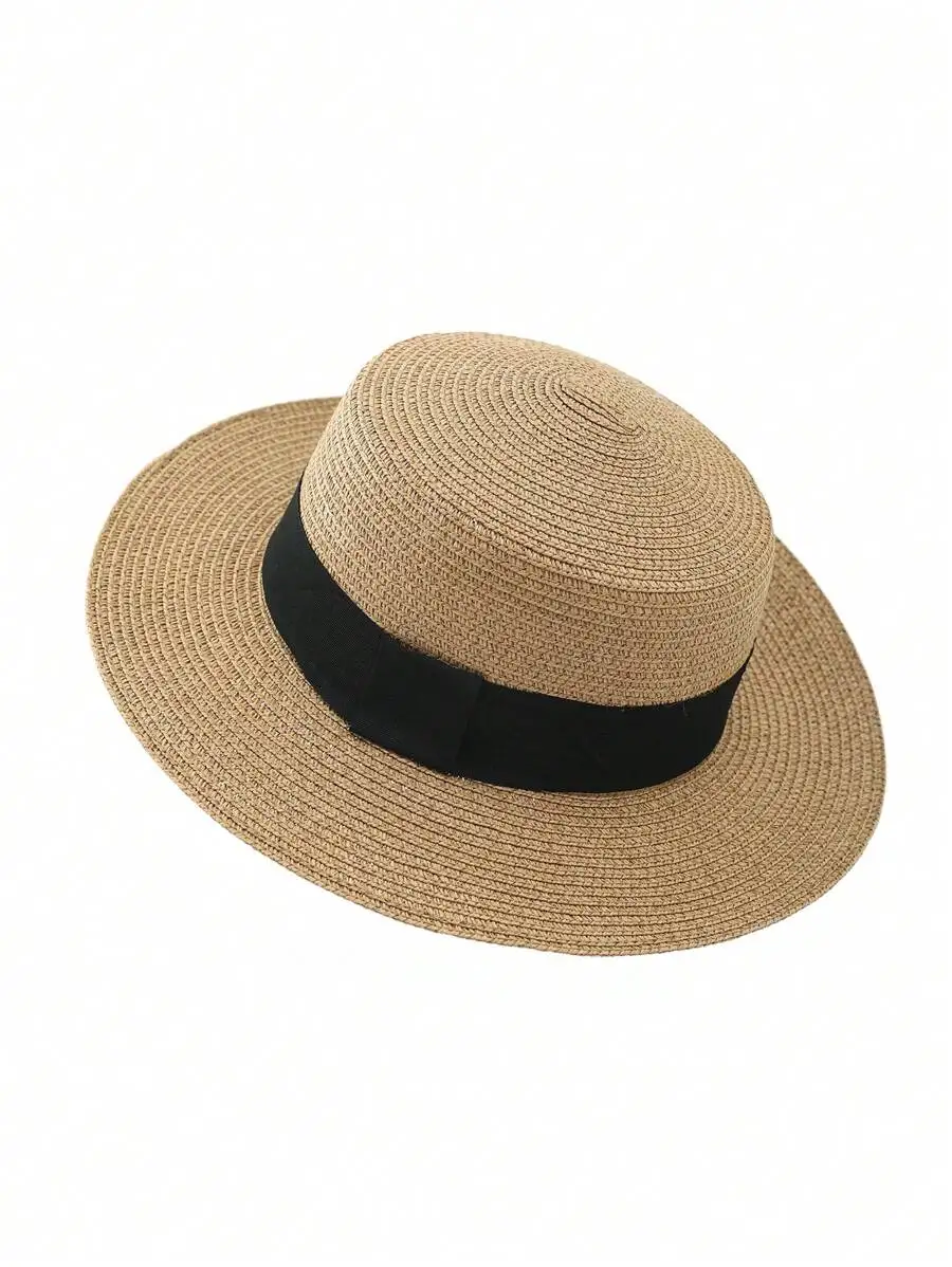 Women Wide Brim Flat Top Sun Hat With Black Woven Band Beach Hat
Women Wide Brim Flat Top Sun Hat With Black Woven Band Beach Hat