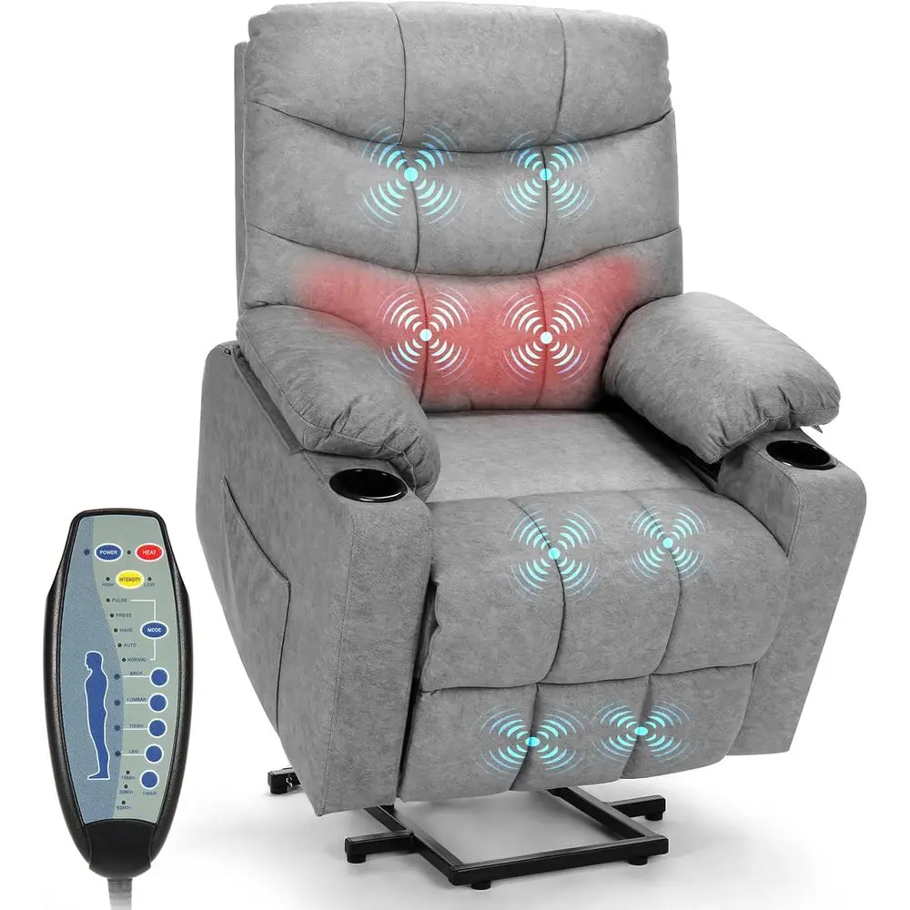 Elderly-Friendly Recliner with Heat & Massage, High-Density Foam, Wide Seating, Cup Holders, Easy Assembly (Light Gray)
Elderly-Friendly Recliner with Heat & Massage, High-Density Foam, Wide Seating, Cup Holders, Easy Assembly (Light Gray)