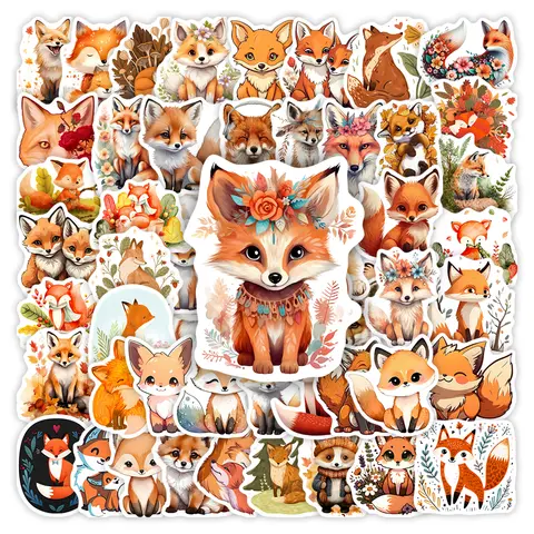 Aesthetics Fox Firefox Stickers Art Animal DIY Gift Toys Waterproof Decal for Laptop Scrapbook Notebook Phone Bottles Decorative