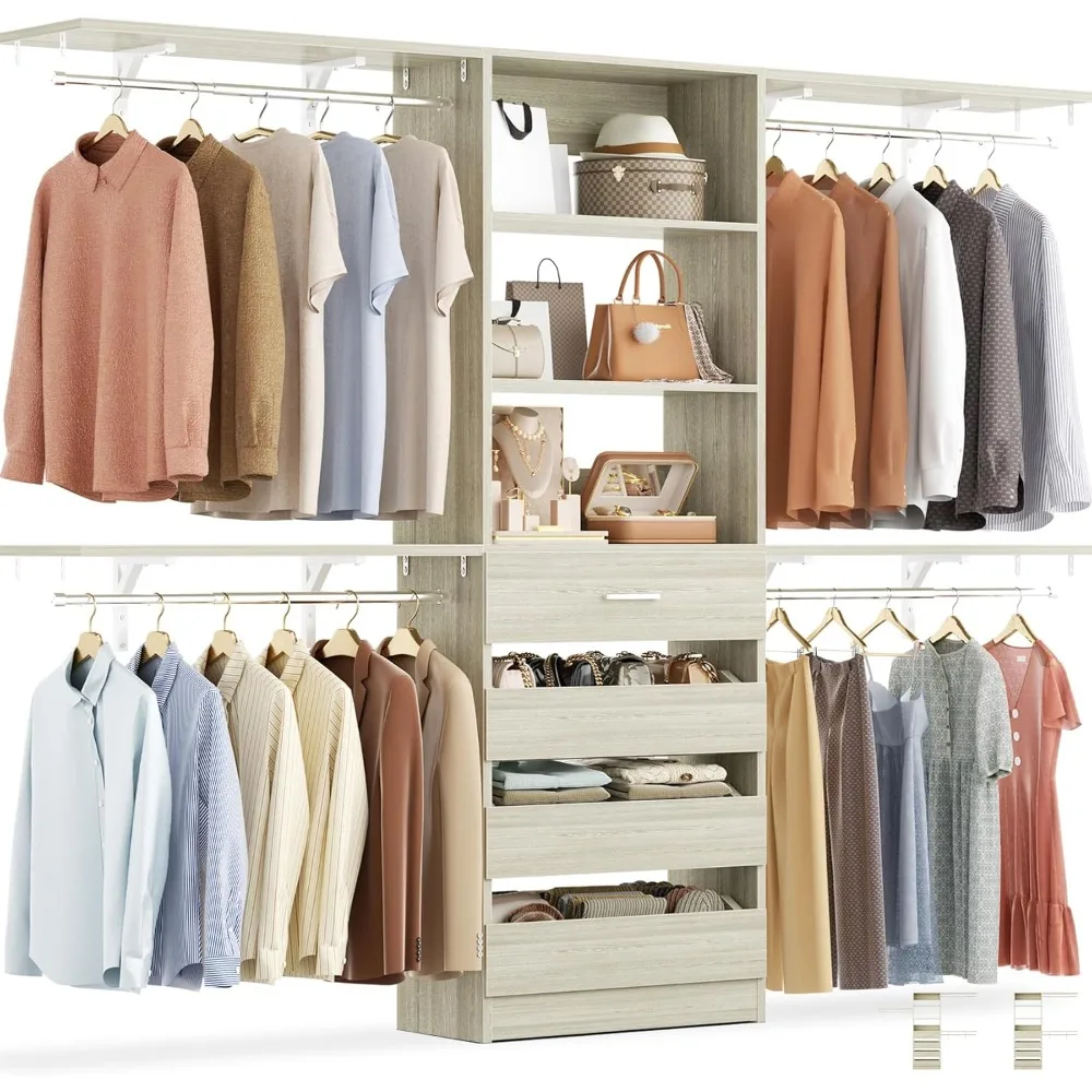 Closet System with 4 Drawers, 8FT Wood Closet Organizer System, 96’’ Closet Built in System Tower with Shelves
Closet System with 4 Drawers, 8FT Wood Closet Organizer System, 96’’ Closet Built in System Tower with Shelves