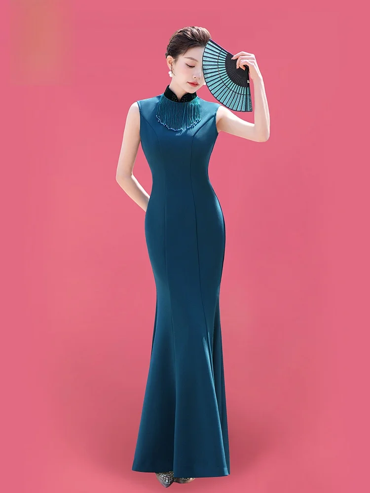 Aumanlin Summer 2023 Ele High Elastic Fi Tail Long Qipao Formal Performance Wear Breathable Polyester Spandex Blend
Aumanlin Summer 2023 Ele High Elastic Fi Tail Long Qipao Formal Performance Wear Breathable Polyester Spandex Blend