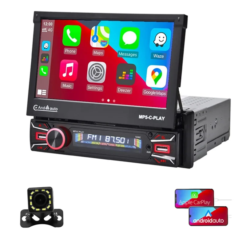 1Din Car Stereo Wireless CarPlay Android Auto 7In Electric Flip Out Touch Screen Car Radio Bluetooth Mirror Link Camera
1Din Car Stereo Wireless CarPlay Android Auto 7In Electric Flip Out Touch Screen Car Radio Bluetooth Mirror Link Camera
