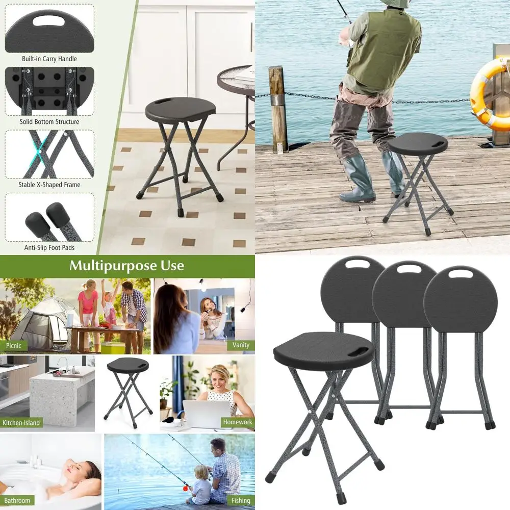 Portable 18 Collapsible Bar Stools with Handle, Steel Frame, 330lbs Capacity, Lightweight Metal Chairs for Indoor/Outdoor Use (S
Portable 18 Collapsible Bar Stools with Handle, Steel Frame, 330lbs Capacity, Lightweight Metal Chairs for Indoor/Outdoor Use (S