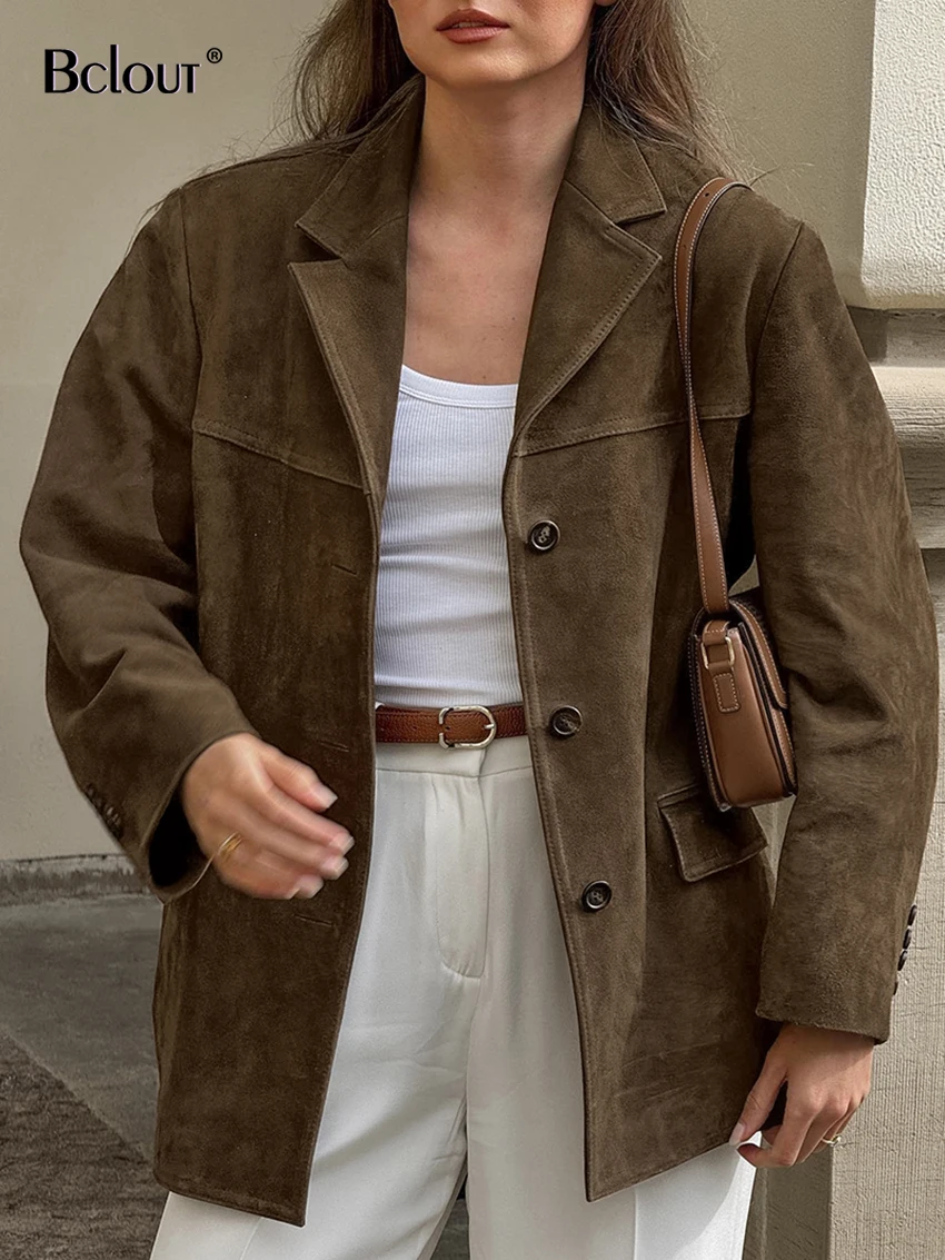 Bclout Fashion Brown Deerskin Velvet Coats Women Autumn 2024 Long Sleeve Thick Jackets Streetwears Notched Collar Coats Vintage
Bclout Fashion Brown Deerskin Velvet Coats Women Autumn 2024 Long Sleeve Thick Jackets Streetwears Notched Collar Coats Vintage