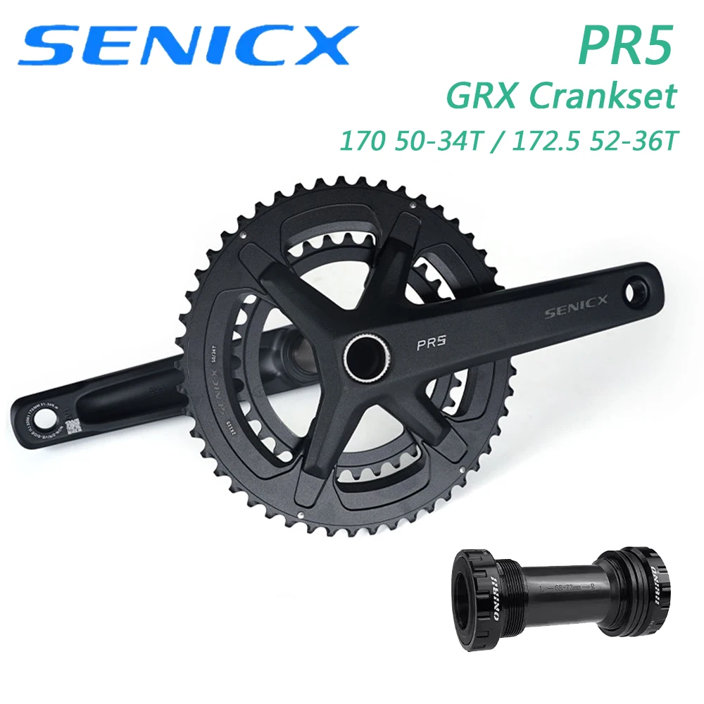 SENICX PR5 GRX Crankset With BB Crank 170/172.5mm Chainring50-34T/52-36T for 9-12 Speed Gravel Road Bicycle Folding Bike New
SENICX PR5 GRX Crankset With BB Crank 170/172.5mm Chainring50-34T/52-36T for 9-12 Speed Gravel Road Bicycle Folding Bike New