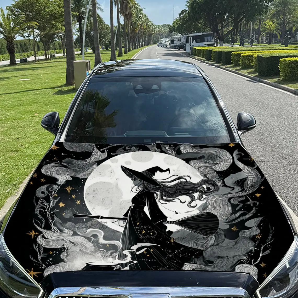 Silhouette of Witch in Starry Moonlit Night Car Vinyl Wrap, PVC Material Waterproof Car Hood Sticker, Self-Adhesive Scratch-Resi
Silhouette of Witch in Starry Moonlit Night Car Vinyl Wrap, PVC Material Waterproof Car Hood Sticker, Self-Adhesive Scratch-Resi