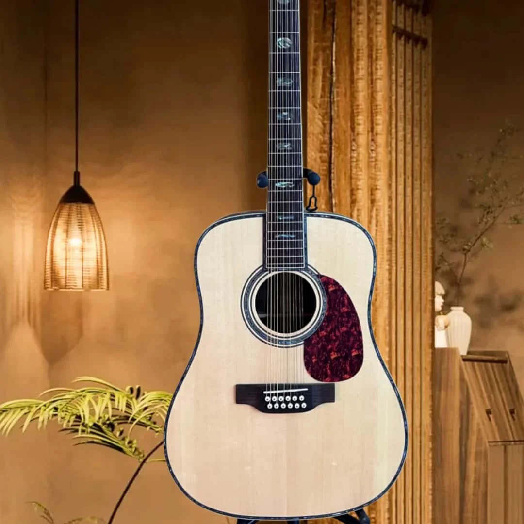 Vintage-Inspired 12-String Acoustic Guitar, Natural Finish, Ornate Abalone Binding, Master-Crafted Spruce Top, US Warehouse Delivery
Vintage-Inspired 12-String Acoustic Guitar, Natural Finish, Ornate Abalone Binding, Master-Crafted Spruce Top, US Warehouse Delivery