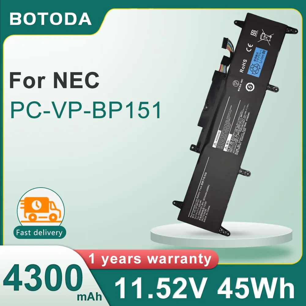 Аккумулятор для ноутбука BOTODA PC-VP-BP151 для NEC PC-N1335DAL VP-BP147 11.52V-45Wh/4300mAh
Аккумулятор для ноутбука BOTODA PC-VP-BP151 для NEC PC-N1335DAL VP-BP147 11.52V-45Wh/4300mAh