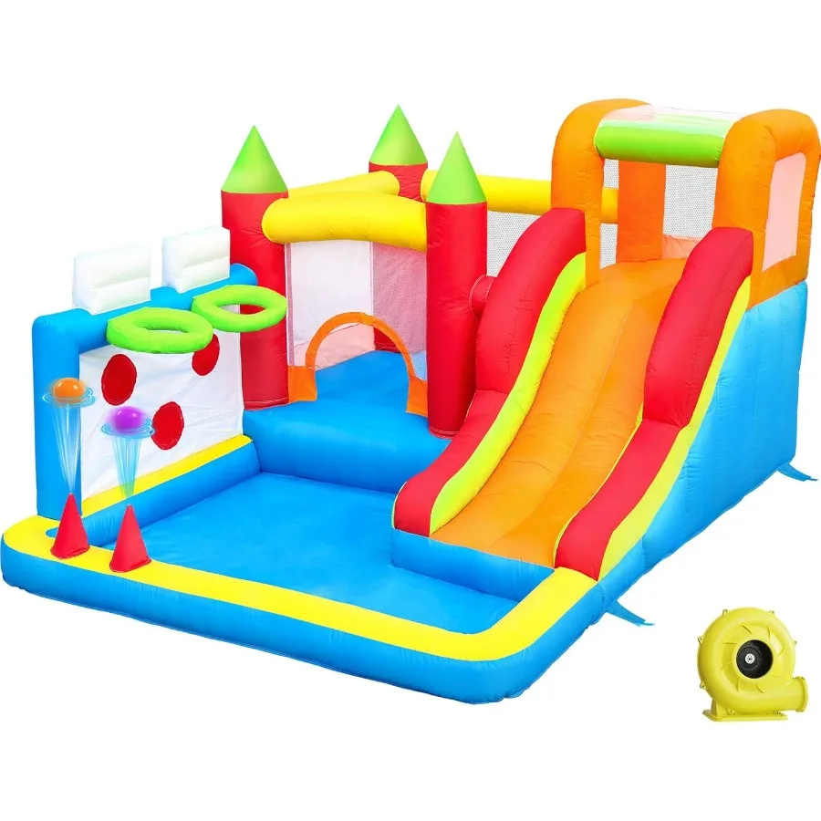 Bounce House with Ball Pit and 7 Play Zones Inflatable Toddler Bouncer for Indoor and Outdoor Use Features Slide Basketball Hoo
Bounce House with Ball Pit and 7 Play Zones Inflatable Toddler Bouncer for Indoor and Outdoor Use Features Slide Basketball Hoo