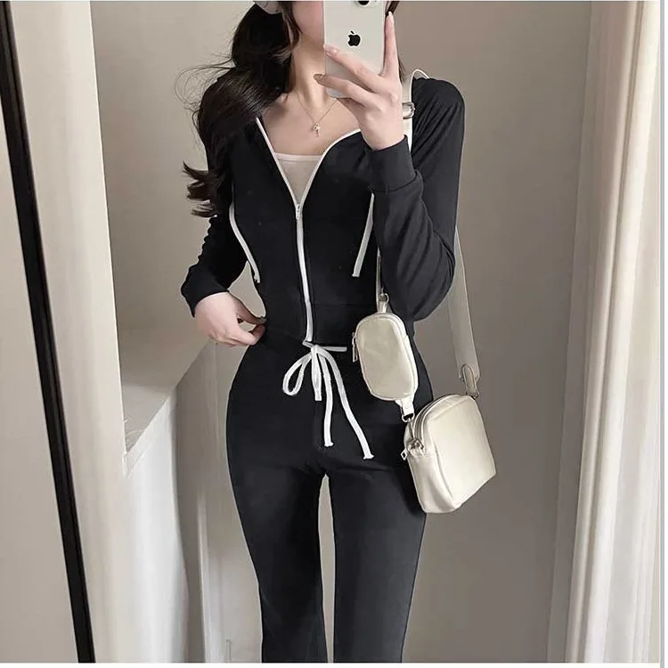East Gate Autumn Winter New Sle Women's Body ape Highlighting Hooded Jaet Casual Long Pants Two Piece Set Ele
East Gate Autumn Winter New Sle Women's Body ape Highlighting Hooded Jaet Casual Long Pants Two Piece Set Ele