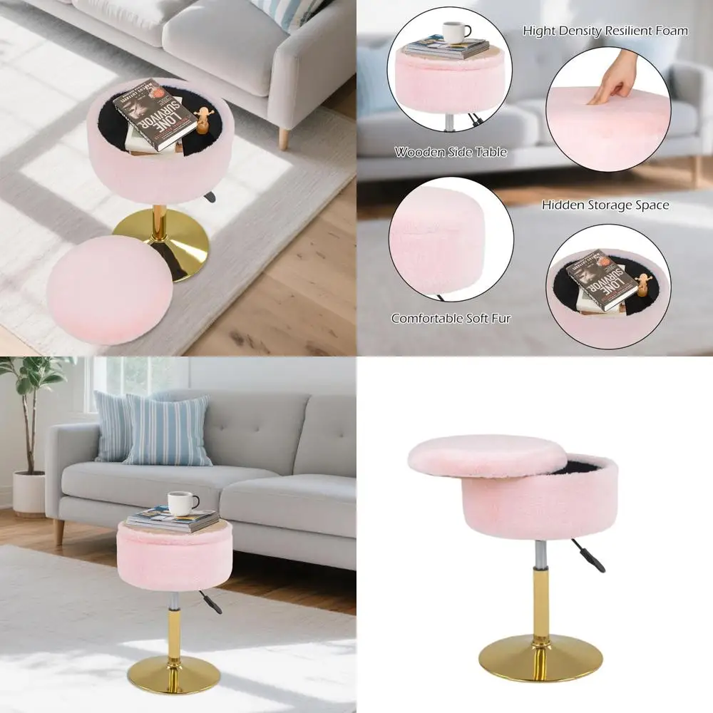 Розовый искусственный мех 360 ° Поворотный табурет для ванной и косметической комнаты с местом для хранения
Розовый искусственный мех 360 ° Поворотный табурет для ванной и косметической комнаты с местом для хранения