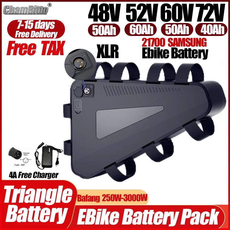 Original E bike Triangle battery 36v 48V 52V 30ah 40ah 50ah batterij EBike Lithium Battery 60V 72V Bafang 2000W 3000W High Power
Original E bike Triangle battery 36v 48V 52V 30ah 40ah 50ah batterij EBike Lithium Battery 60V 72V Bafang 2000W 3000W High Power