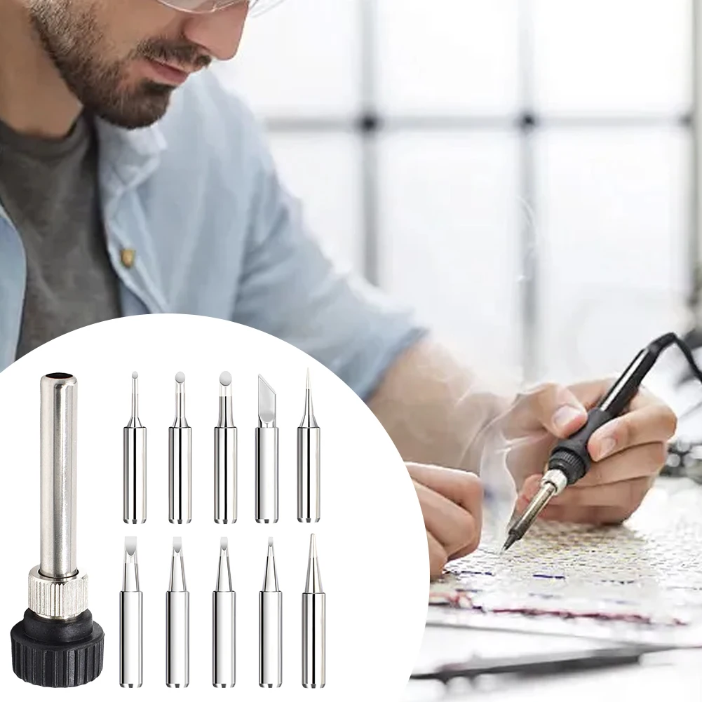 11Pcs Soldering Iron Tip 900M Lead-Free Solder Iron Tip Replaceable Soldering Tip Head with Welding Sleeve for Soldering Station
11Pcs Soldering Iron Tip 900M Lead-Free Solder Iron Tip Replaceable Soldering Tip Head with Welding Sleeve for Soldering Station