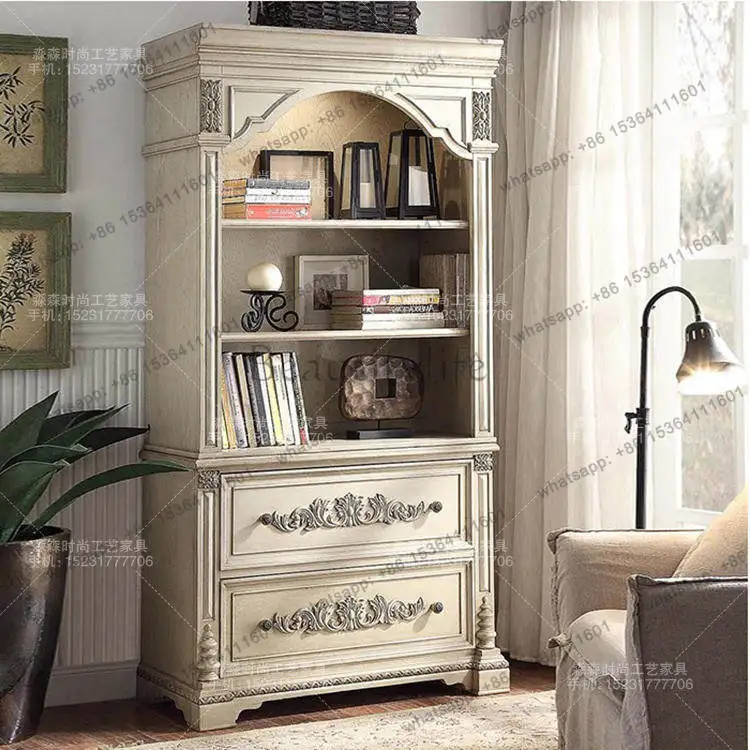 Customized American solid wood retro carved bookcase French open display case
Customized American solid wood retro carved bookcase French open display case