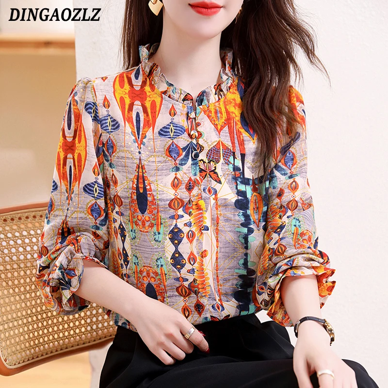 2024, весенне-летние топы, модные пуловеры с рукавами девять четвертей, блузка с оборками и воротником, винтажная женская рубашка с принтом
2024, весенне-летние топы, модные пуловеры с рукавами девять четвертей, блузка с оборками и воротником, винтажная женская рубашка с принтом