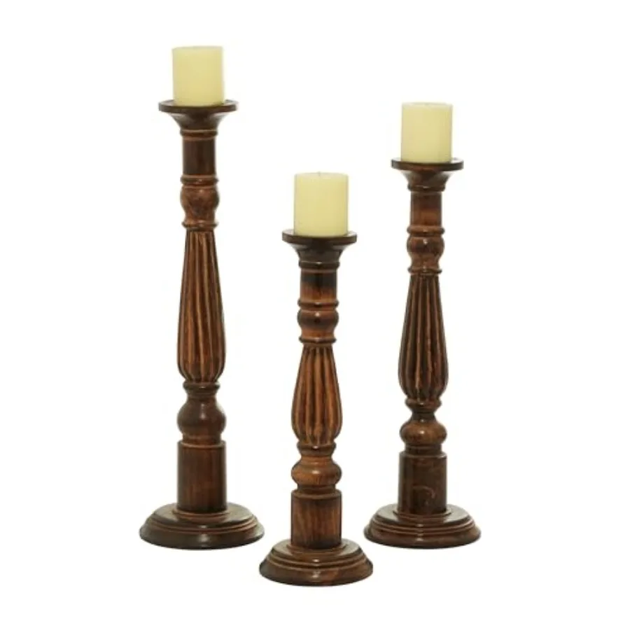 Mango Wood Decorative Candle Holder Tall Turned Candle Stand, Set of 3 Candlestick Holder 24", 21", 18"H, Brown
Mango Wood Decorative Candle Holder Tall Turned Candle Stand, Set of 3 Candlestick Holder 24", 21", 18"H, Brown