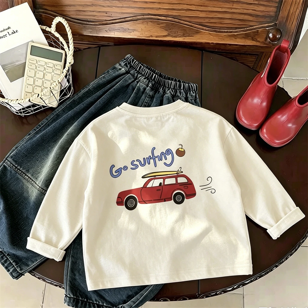 Crewneck Pullovers New Design Printed TShirt Long-sleeved Base Shirt Little Car T Shirt Boys Spring Summer Trendy Clothing
Crewneck Pullovers New Design Printed TShirt Long-sleeved Base Shirt Little Car T Shirt Boys Spring Summer Trendy Clothing