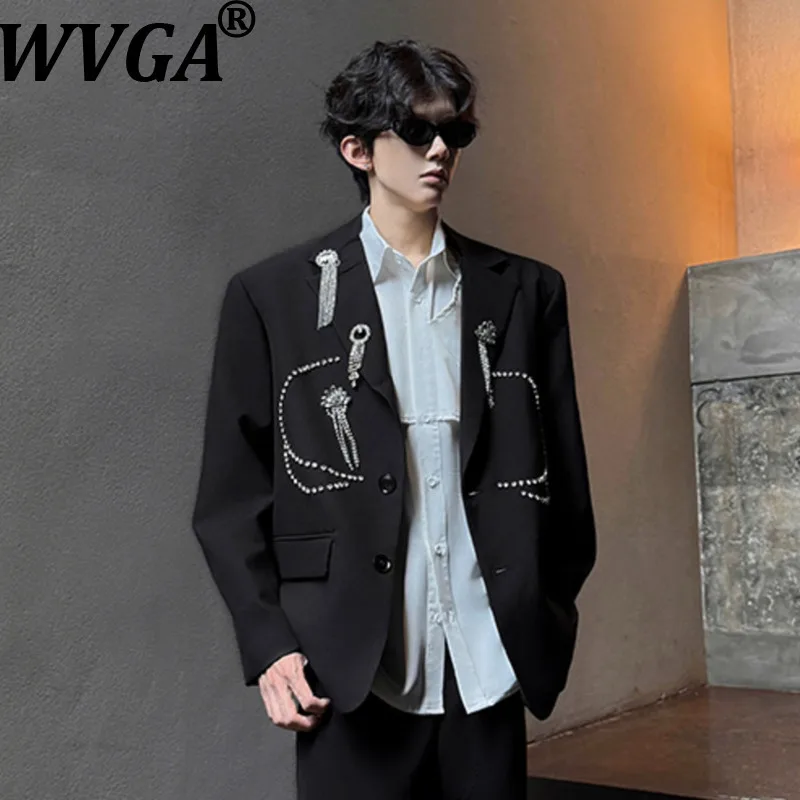 WVGA Autumn Winter New Men Heavy Tassel Diamond Trendy Brooch Rivet Turn-Down Collar Blazers Niche Chic Casual Suit Coats W16193
WVGA Autumn Winter New Men Heavy Tassel Diamond Trendy Brooch Rivet Turn-Down Collar Blazers Niche Chic Casual Suit Coats W16193