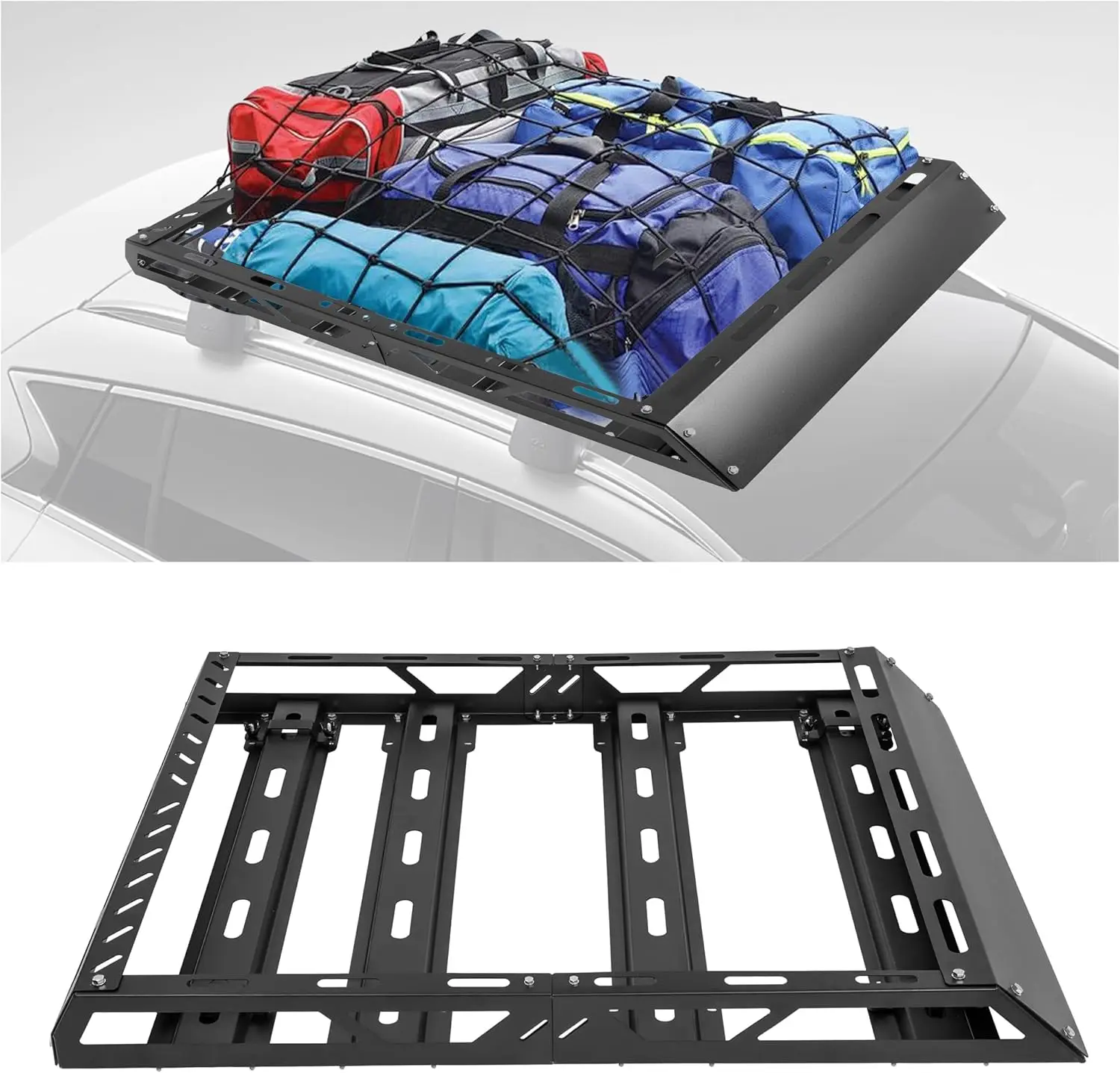 Universal Roof Rack Cargo Basket With Cross Bars Fit Car Suv Pickup Truck Van Top Luggage Storage Holder Steel Black 150Lbs
Universal Roof Rack Cargo Basket With Cross Bars Fit Car Suv Pickup Truck Van Top Luggage Storage Holder Steel Black 150Lbs