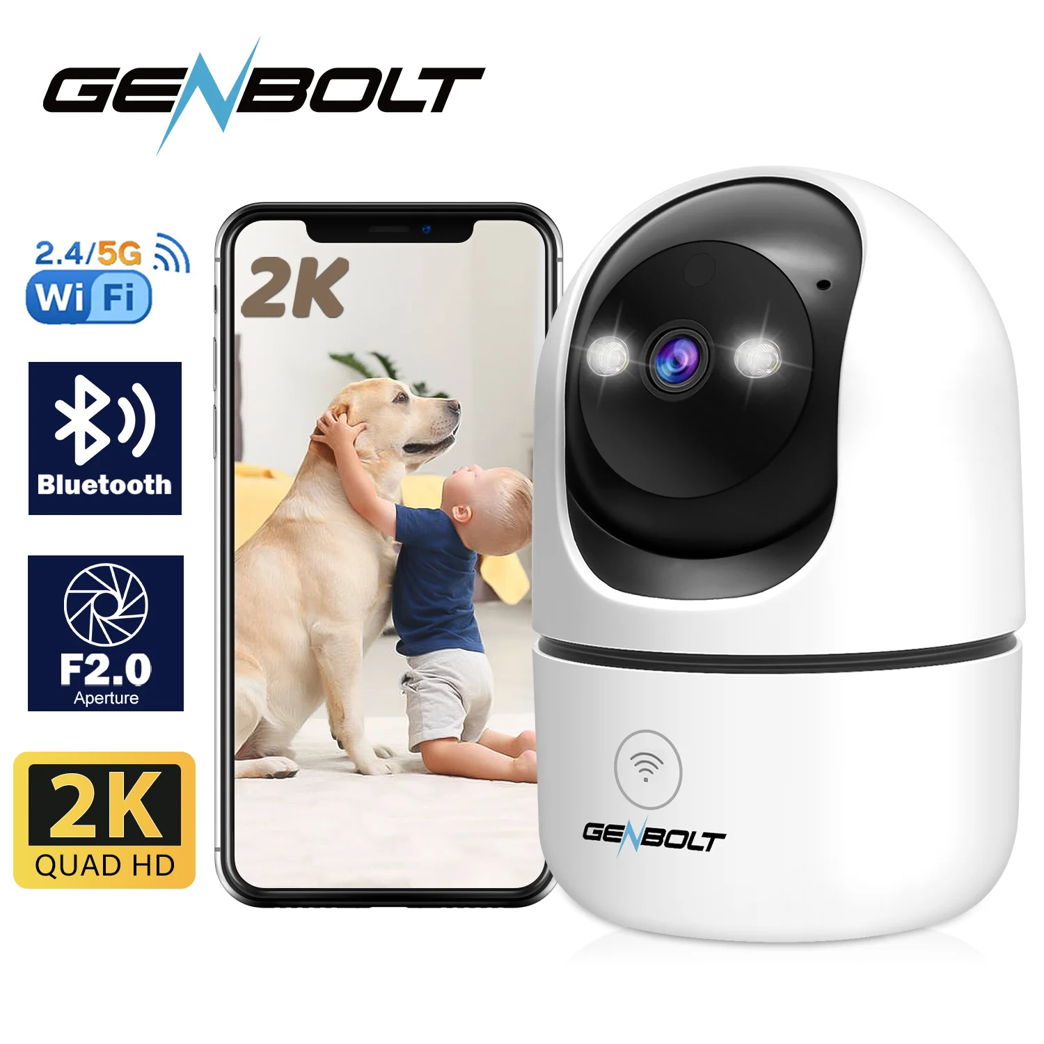 GENBOLT 2K Pet Camera, WiFi Security Camera Indoor,Home Surveillance IP Camera CCTV with Humanoid Detection, Auto Cruise Dog Cam with Audio Alarm
GENBOLT 2K Pet Camera, WiFi Security Camera Indoor,Home Surveillance IP Camera CCTV with Humanoid Detection, Auto Cruise Dog Cam with Audio Alarm
