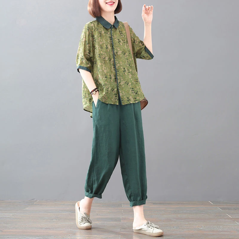 Fashionable Korean Style Cotton Linen Print Set Summer New Arrival Women's Clothing Meat Concealing Stylish Retro Trendy
Fashionable Korean Style Cotton Linen Print Set Summer New Arrival Women's Clothing Meat Concealing Stylish Retro Trendy
