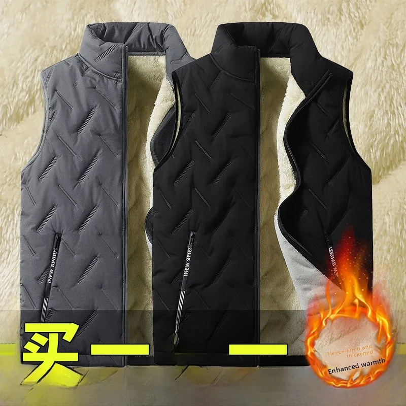 Men's Fce Lined Thiened Warm Stand Collar All-Match Vest Windproof Outerwear Autumn Winter Lamb Velvet Jaet Youth Trend
Men's Fce Lined Thiened Warm Stand Collar All-Match Vest Windproof Outerwear Autumn Winter Lamb Velvet Jaet Youth Trend