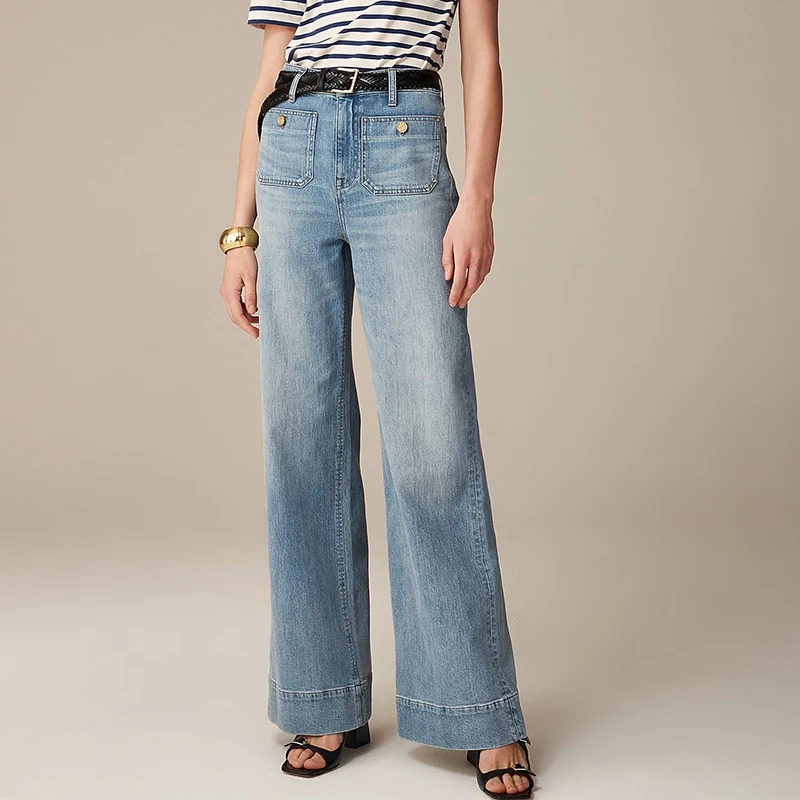 Spring Autumn Loose High Waist Jeans for Women Casual Solid Color Wide Leg Pants Woman Comfortable Button Pockets Lady Trousers
Spring Autumn Loose High Waist Jeans for Women Casual Solid Color Wide Leg Pants Woman Comfortable Button Pockets Lady Trousers