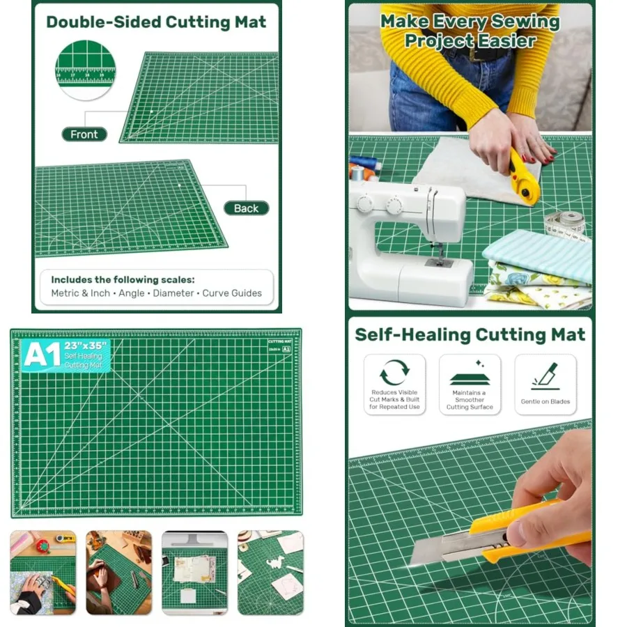 Self Healing Cutting Mat, 23" x 35", Double-Sided Rotary Cutting Mat for Sewing, Quilting, Scrapbooking, Fabric and Craft Cutti
Self Healing Cutting Mat, 23" x 35", Double-Sided Rotary Cutting Mat for Sewing, Quilting, Scrapbooking, Fabric and Craft Cutti