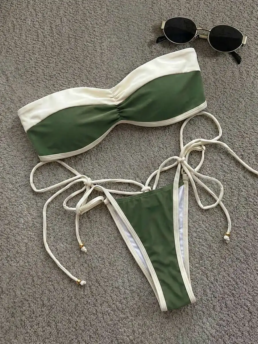 Women Bandeau Bikini Set Backless Side Tie High Elasticity Vacation Beach Summer
Women Bandeau Bikini Set Backless Side Tie High Elasticity Vacation Beach Summer