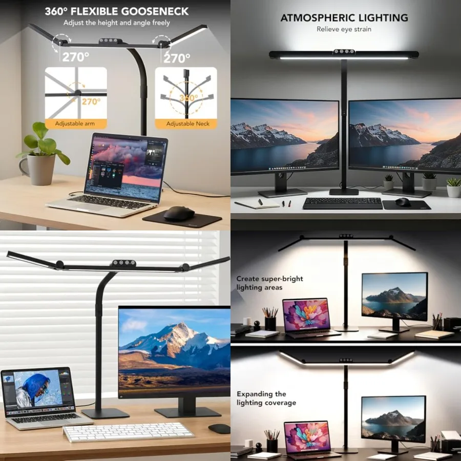 LED Desk Lamp for Home Office with Base, 28.2" Adjustable Gooseneck Swing Arm Ultra Bright Desk Light, Dimmable Architect Table
LED Desk Lamp for Home Office with Base, 28.2" Adjustable Gooseneck Swing Arm Ultra Bright Desk Light, Dimmable Architect Table