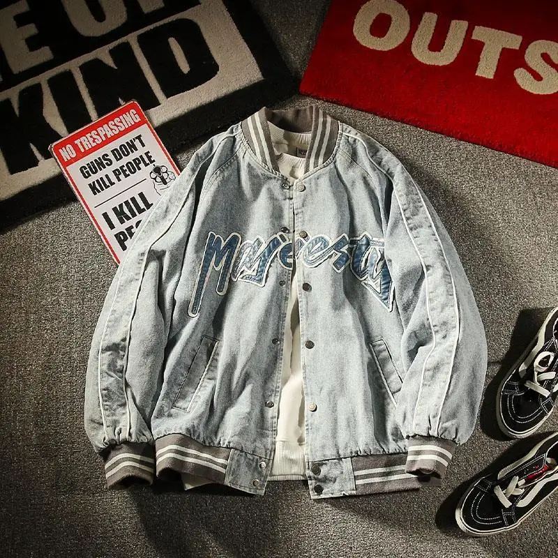 Wang Baseball Shirt Autumn Japanese style Embroidered Cowboy Baseball Jacket Men's Retro Casual Washed Coat Fashion
Wang Baseball Shirt Autumn Japanese style Embroidered Cowboy Baseball Jacket Men's Retro Casual Washed Coat Fashion