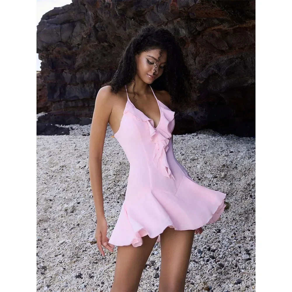 2025 New Fashionable V-neck Dress for Women's Bareback Elegant and Sexy Summer Fashion V-neck Solid Color Birthday Party Mini Ti
2025 New Fashionable V-neck Dress for Women's Bareback Elegant and Sexy Summer Fashion V-neck Solid Color Birthday Party Mini Ti