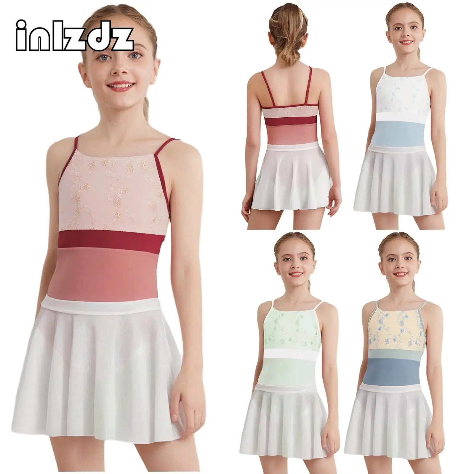 Kids Girls Lyrical Ballet Dance Outfits Sleeveless Spaghetti Straps Floral Embroidery Color Block Leotard with Sheer Mesh Skirt
Kids Girls Lyrical Ballet Dance Outfits Sleeveless Spaghetti Straps Floral Embroidery Color Block Leotard with Sheer Mesh Skirt